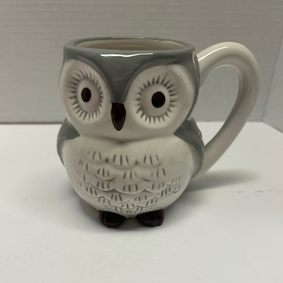 Owl Modern Gourmet Foods Mug 3-D Gray & White Fall 16‎ oz Coffee Tea Cup - Picture 2 of 16